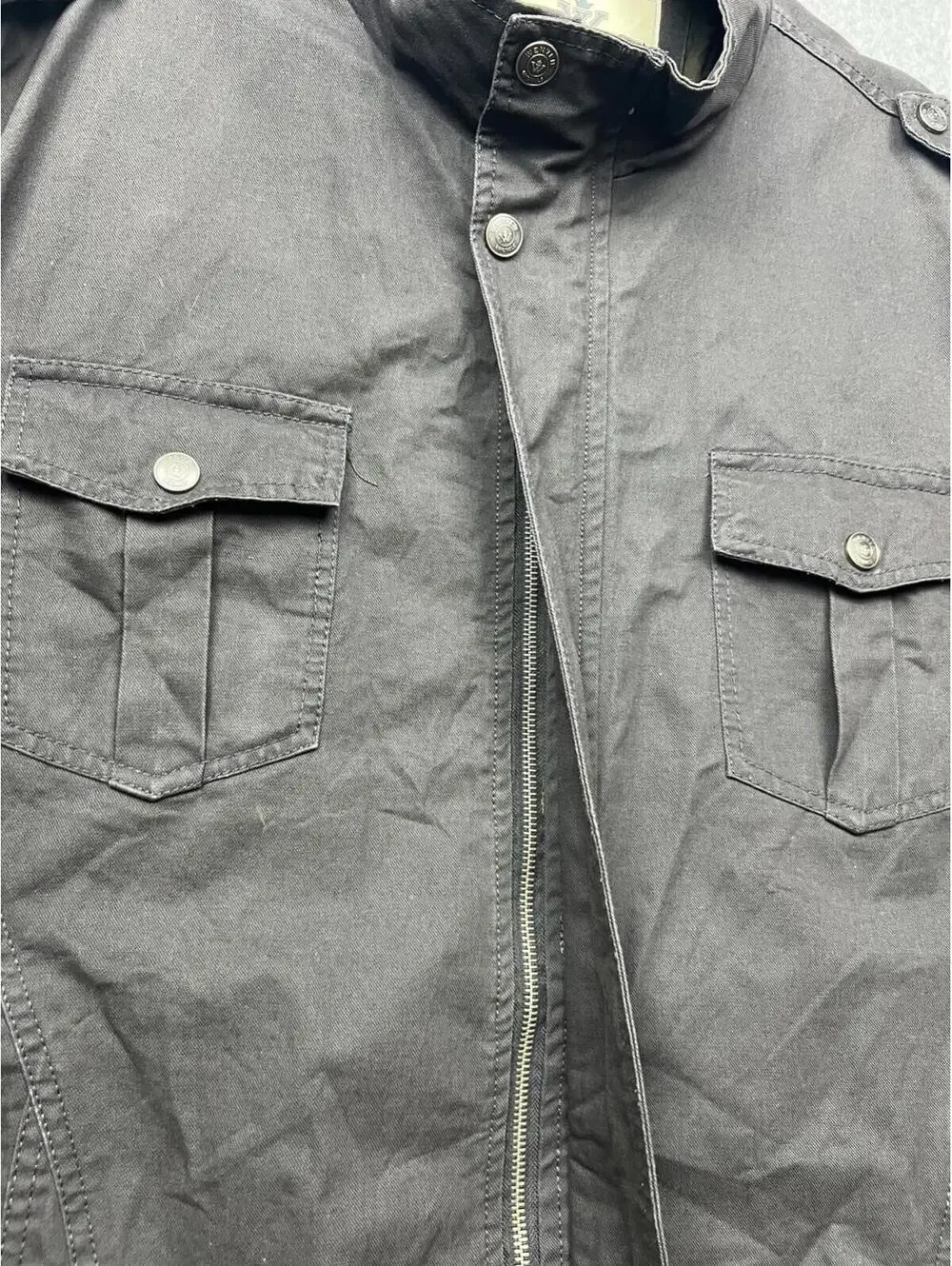 WenVen Mens Canvas Jacket Military Jacket 2X Casual Outwear Gray Cotton